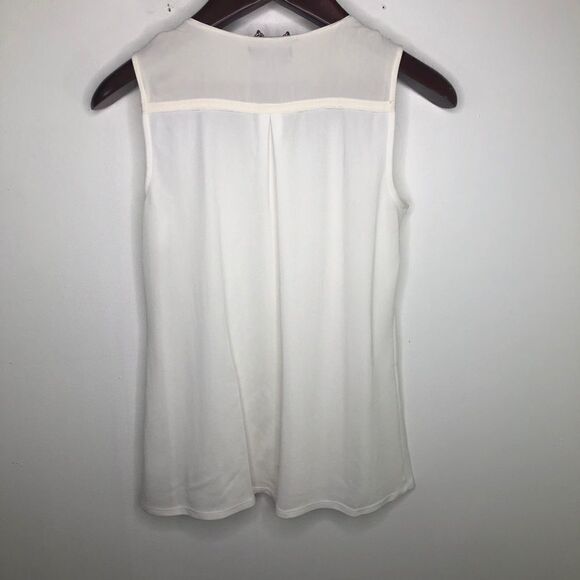 Classiques‎ Entier White Sleeveless Blouse Top Tank Button Sheer Career - Picture 6 of 6